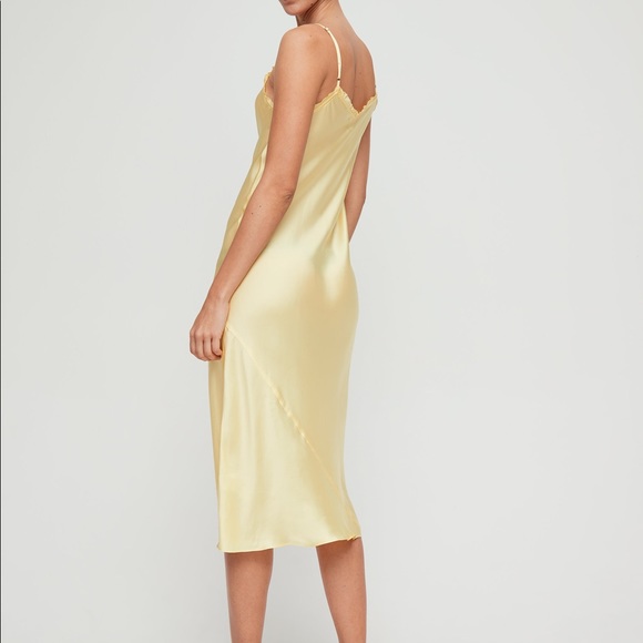 Aritzia yellow satin slip dress - Picture 3 of 5